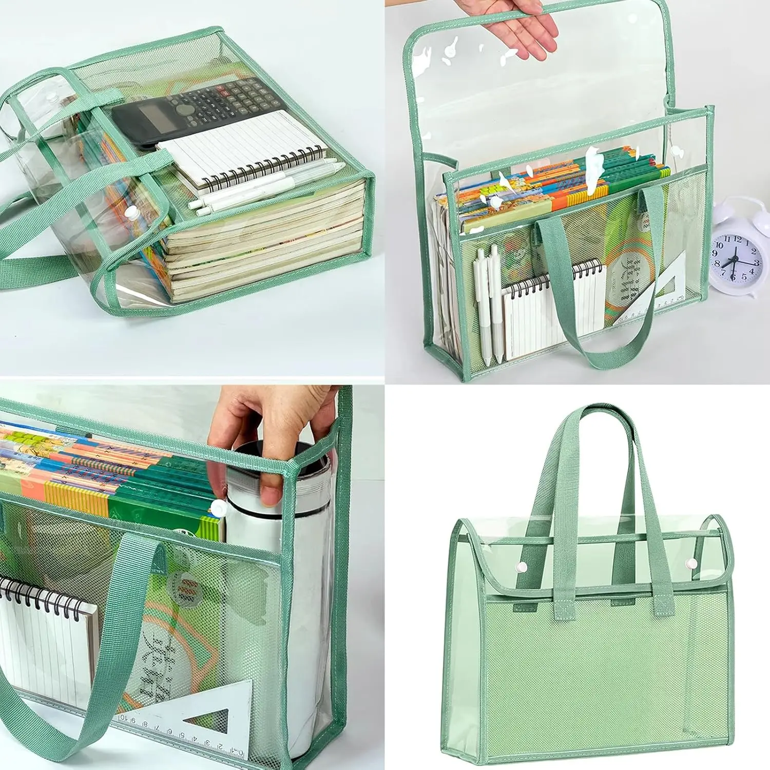 

1p carge capacity portable transparent waterproof handheld folder, expandable file storage bag, PVC self-adhesive file bag