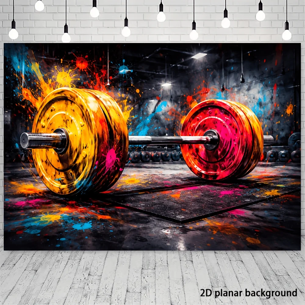 Dynamic Gym Fitness Workout Tapestry Wall Hanging Weights Dumbbell Powerlifting Room Decor Sporty Polyester Polyester Athletic