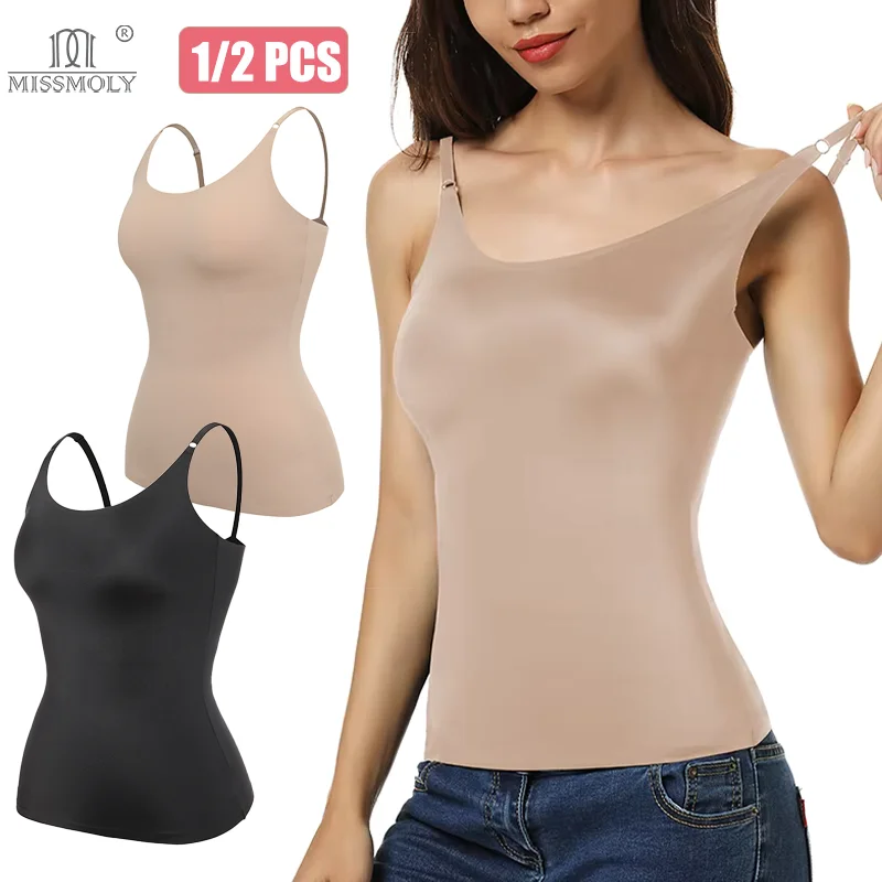 

Women Seamless Shapewear Top Tummy Control Smooth Body Shaper Camisole Tank Top Slimming Belly Compression Vest 2PCS 2025 Summer