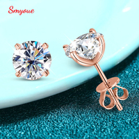Smyoue 0.2-3CT Rose Gold Color Moissanite Stud Earrings for Women Sparkling Classic Wedding Lab Diamond Earring Pure 925 Silver