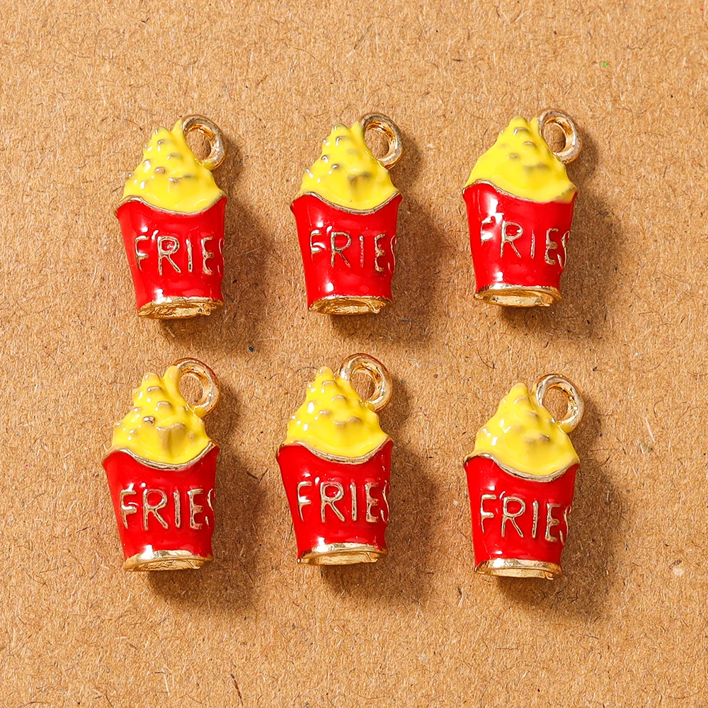 

5pcs Enamel French Fries Charms Pendants for Jewelry Making Necklace Earrings Bracelet DIY Handmade Accessories Supplies