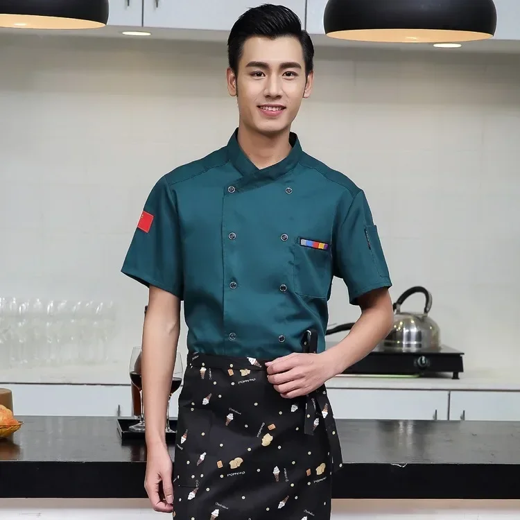 Man Western Restaurant Chef Jacket Woman Kitchen Chef Uniform Food Services Cooking Clothes Breathable Fast Food Chef Overalls