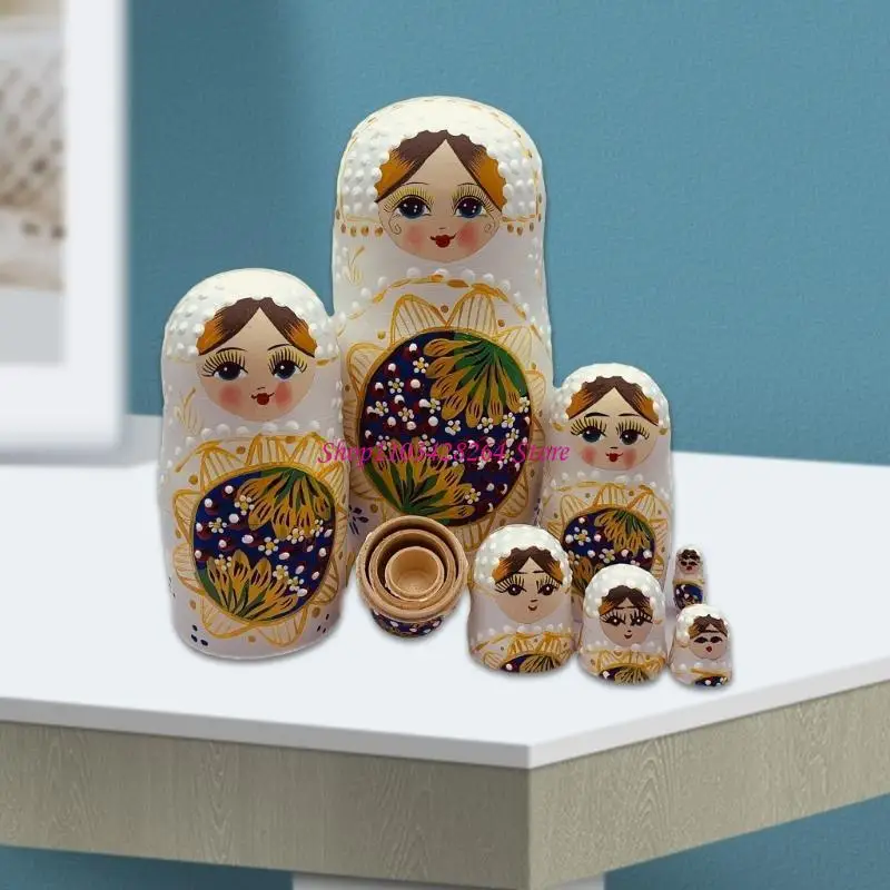 Matryoshka Russian Nesting Boll Set 7 decori figurine in legno artigianali