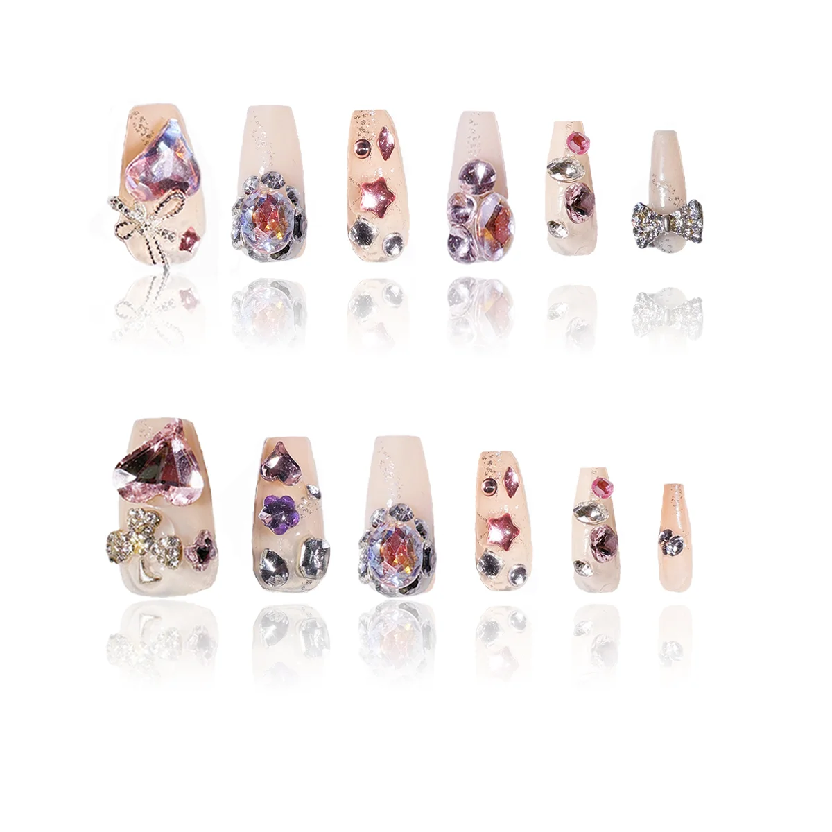 

【HAND MADE】Eternal Stunning Luxury Press On Nails With Rhinestone And Crystal 24pcs