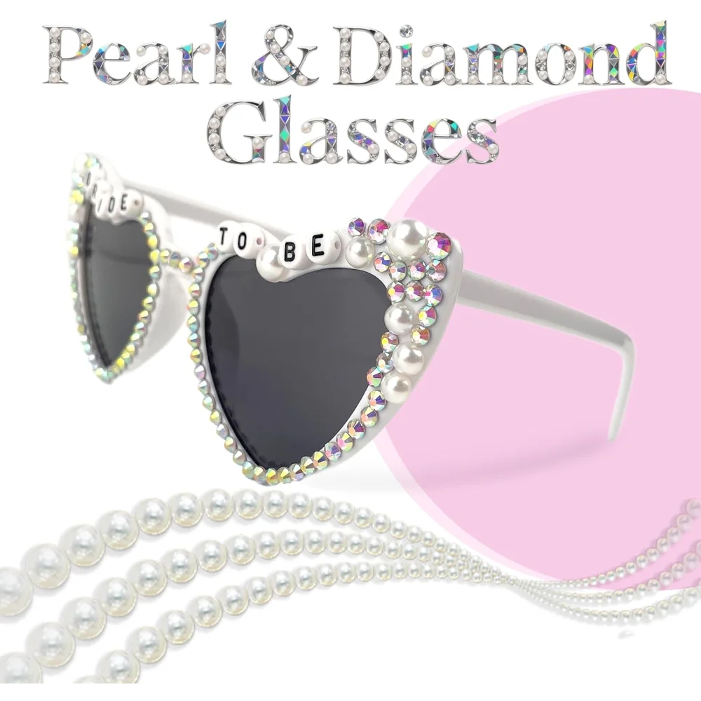 1 Stück Weiße Herz-Braut-Sonnenbrille, Geschenk für die Braut, für Junggesellinnenabschied, Spaßige Braut-Sonnenbrille für Frauen, Party-Geschenke – Detail 3