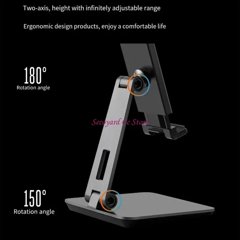 

N3UC Aluminum Universal Tablets Desktop Mount Phone Clamp Holder Tilts Adjust for 4.7"-12.9" Devices