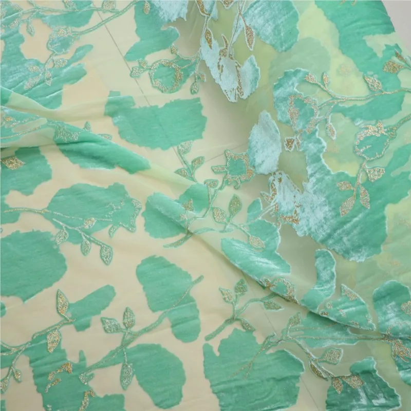 

Woven velvet brocade viscose printed and gold-plated fabric women's sleeping dress cheongsam