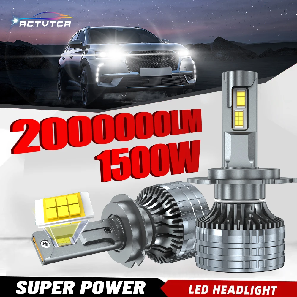 

ACTVTCA 1500W 2000000LM H7 H4 H11 Led Headlight High Power CSP Canbus H1 H8 9005 HB3 9006 HB4 9012 Turbo Lamp Car Led Headlamp