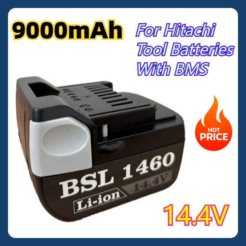 

14.4V 9000mAh For HITACHI Li-ion Rechargeable Battery for HITACHI BSL1430 BSL1440 BSL1450 BSL1460 BSL1415Power Tools Batteries