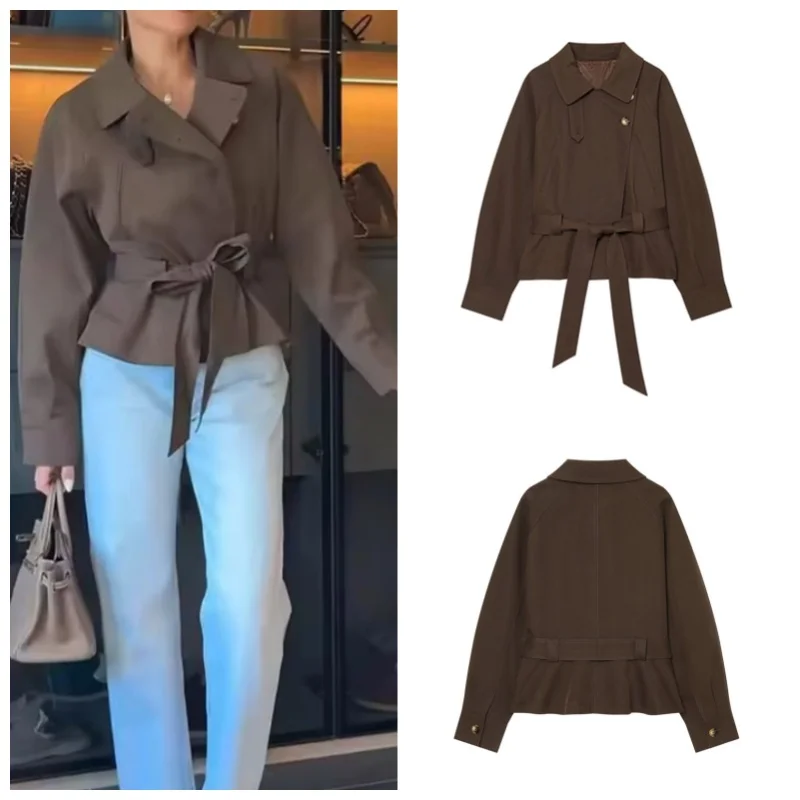 Guobioziy Women's New Short DoubleBreasted TrenchStyle Jacket Fashionable and Versatile Elegant and Stylish Casual and Graceful