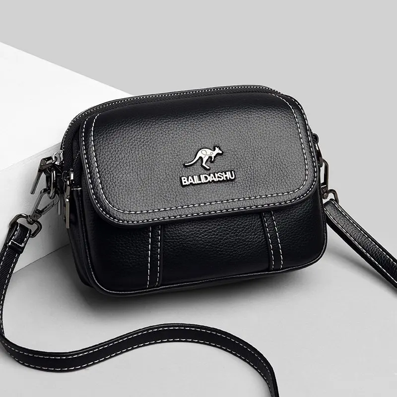 Bolsa de couro macio para mulheres, bolsas crossbody femininas, bolsas de ombro para meninas, Sac A Main, marca famosa, alta qualidade, tendência da moda