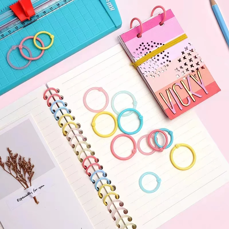 Cincin Binder daun longgar, perlengkapan kantor sekolah, alat pengikat Album foto kertas, lingkaran fleksibel buku plastik, lingkaran, cincin Binder longgar, sederhana