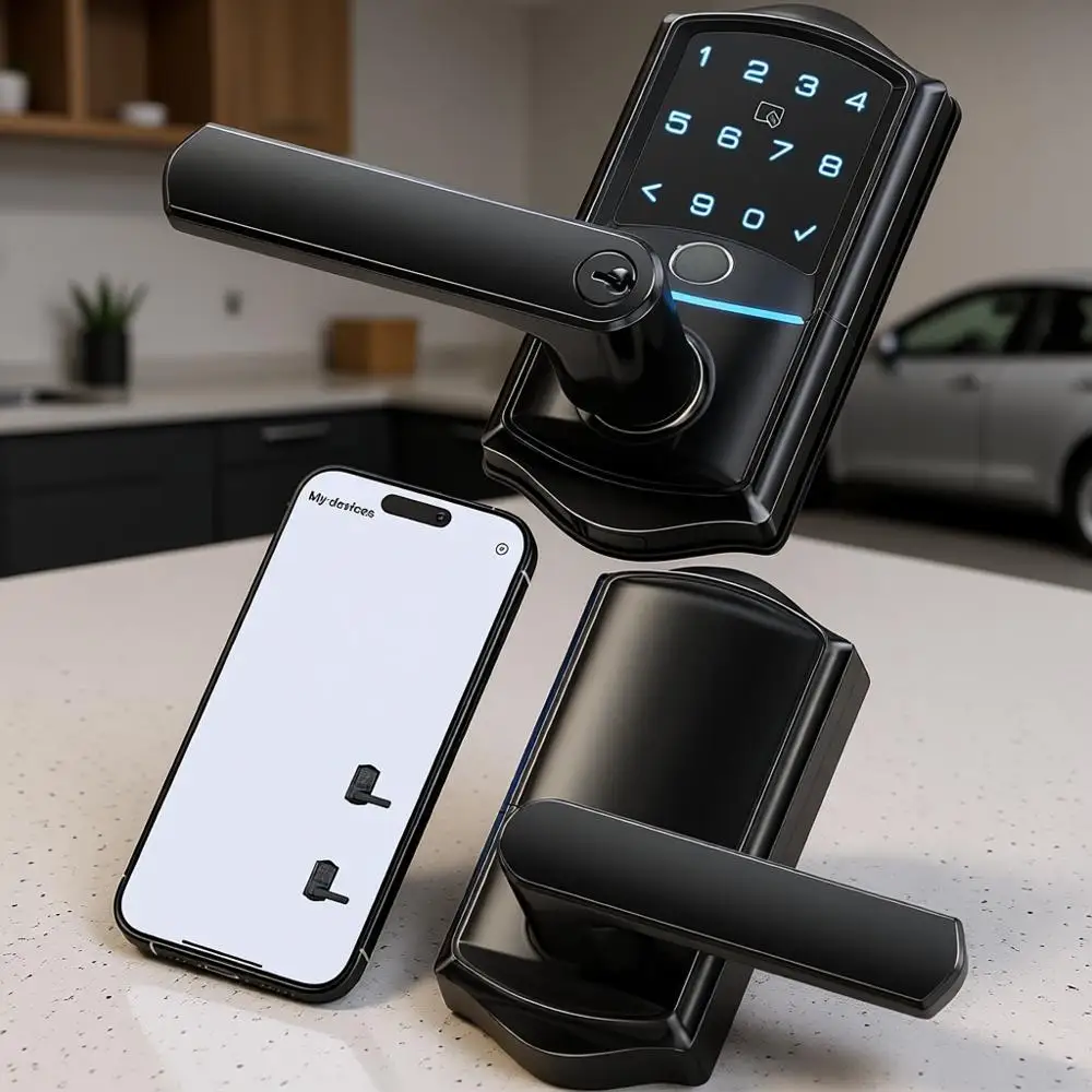 

Умный дверной замок с ручкой, без ключа, с отпечатком пальца, встроенным Wi-Fi, дистанционным управлением через приложение, электронная цифровая ручка