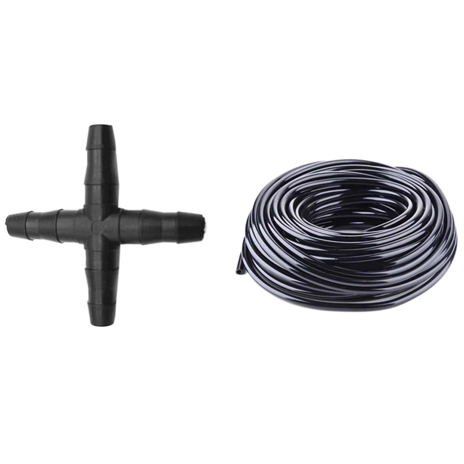 

ABFS 50 Pcs Hose Cross Straight Connector With 50M Watering Tubing Hose Pipe 4/7Mm Hose Drip Garden Irrigation System