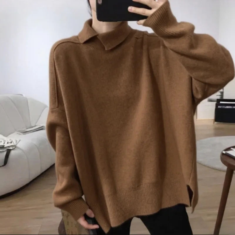 

New Autumn and Winter Knitwear with Loose and Slimming Collar Design, As Well As A Base Top and Irregular Sweater for Outerwear