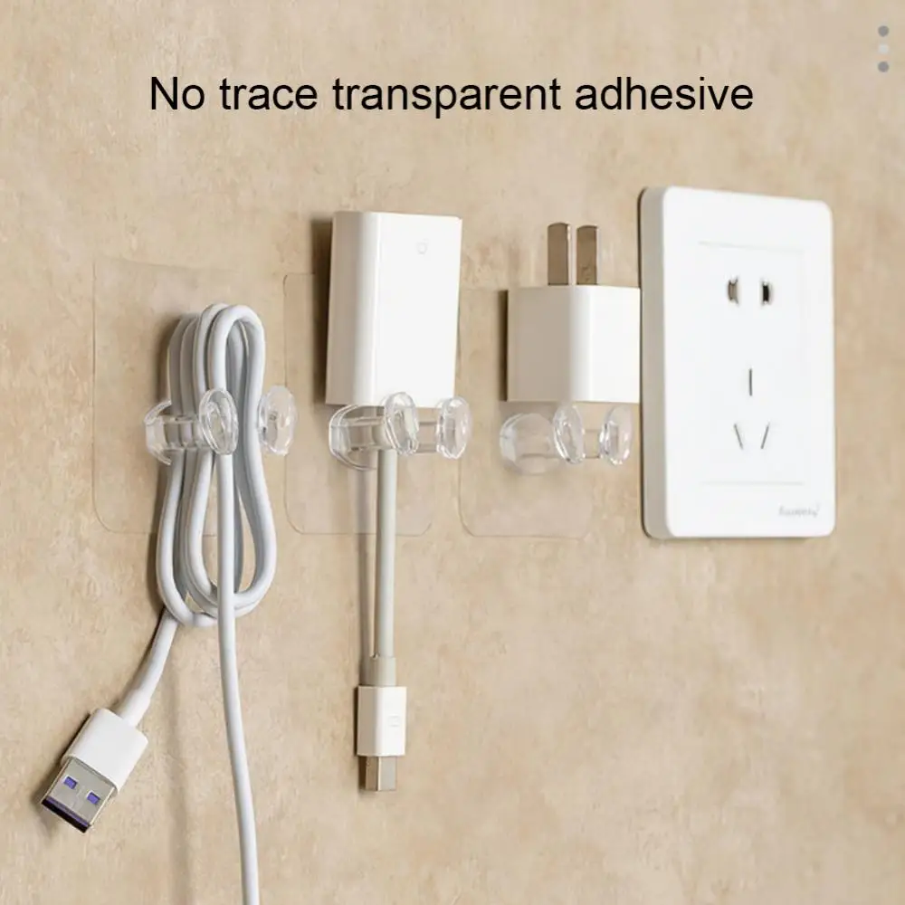 1/2/4PCS Transparent Hook Wire Rack Power Plug Storage Holder Wall Hook Cable Winder Household Products