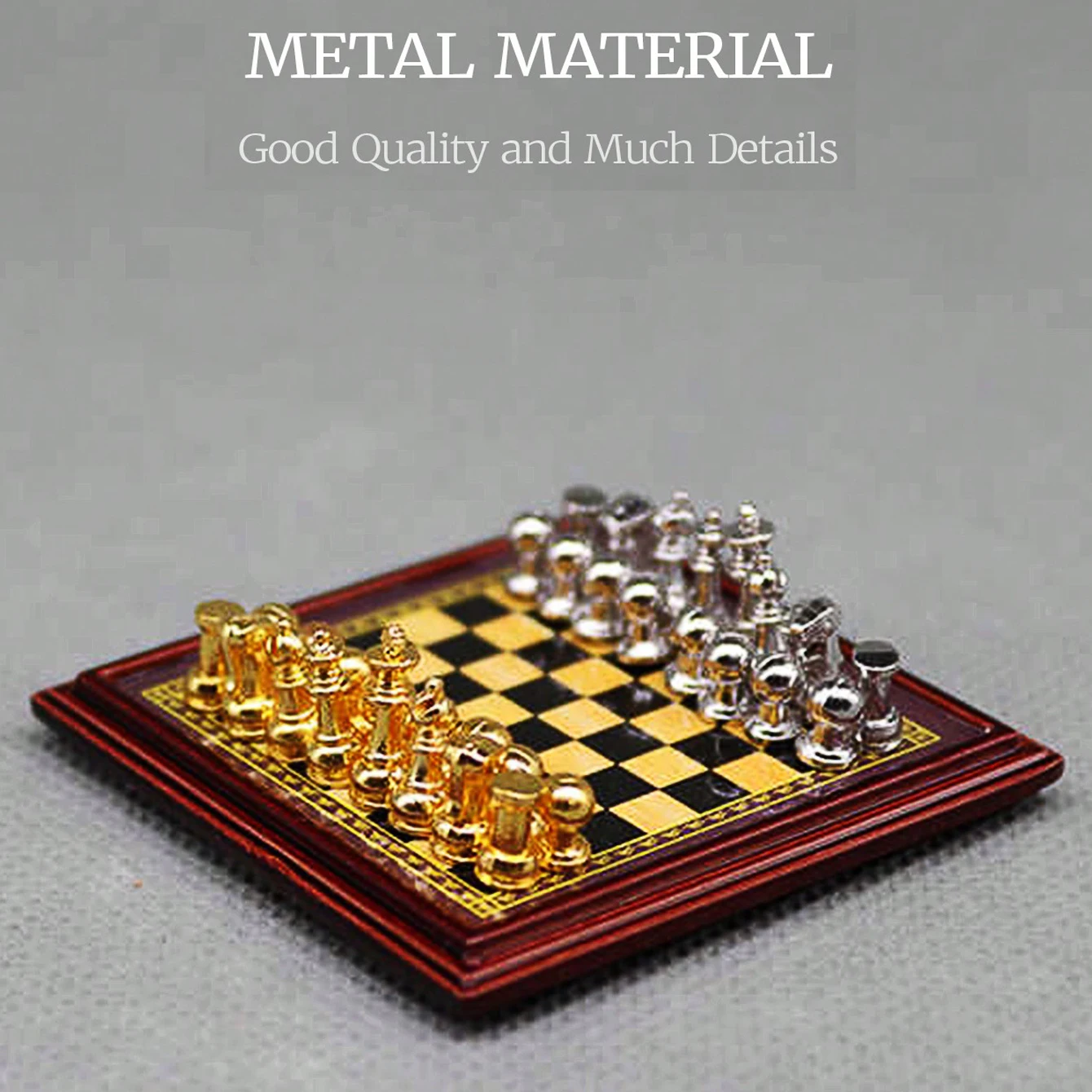 1 set di scacchi in miniatura per casa delle bambole, casa giocattolo in miniatura in scala 1:12, ornamenti decorativi per soggiorno, studio