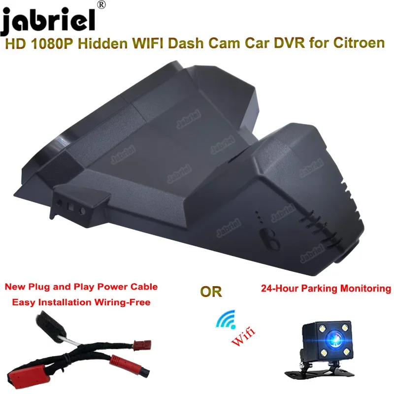 

Jabriel Plug and Play Wifi HD 1080P Car DVR Recorder 24H Parking Monitoring Dash Cam Camera For Citroen C5 X 1.6T 2020 2021 2022