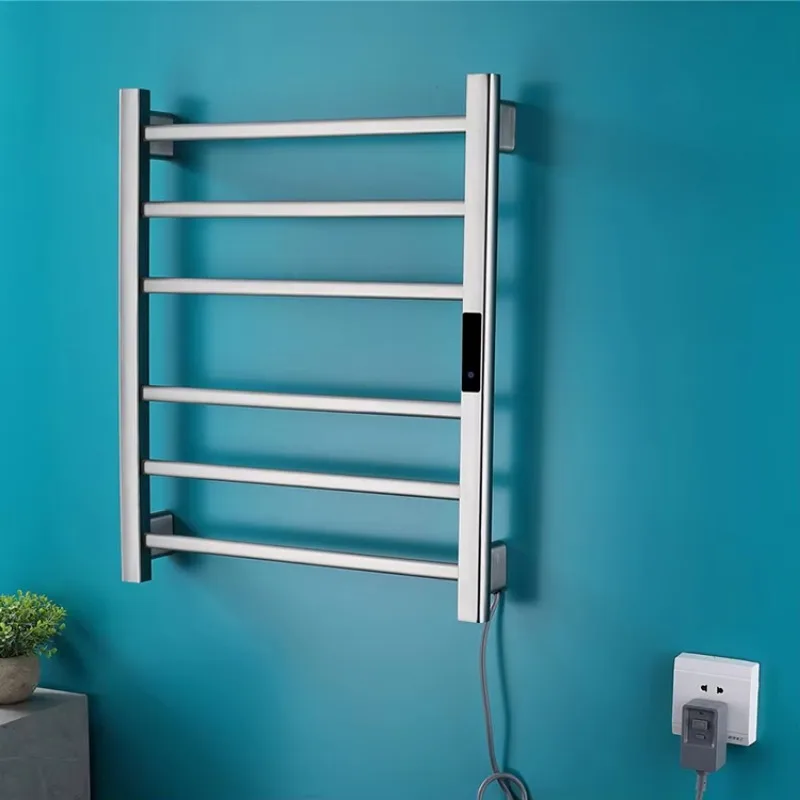 Black Gray Gold Brushed Bathroom Thermostat Electric Heating Towel Warmer Dryer Rack Wall Mounted Smart Bath Towel Rail Holder - view 3