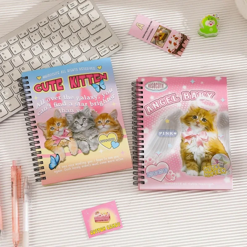 American Retro Cute Cartoon Puppy Cat Loose Leaf Notebook Girl Coil Planner Journal Diary Notepad Sketchbook Student Stationery