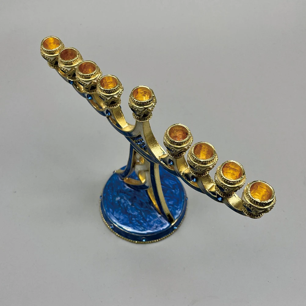 

1pcs Nine Headed Candlestick Metal Hanukkah Vintage Design Stable Festive Ornaments Decor Bedroom Living Room Party Tealight