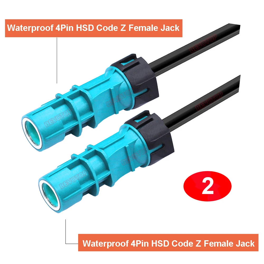 1PCS Waterproof HSD LVDS Video Line Universal Code Z Female to Female Jack High Speed 4-Core 535 Wire Harness BEVOTOP Auto Cable