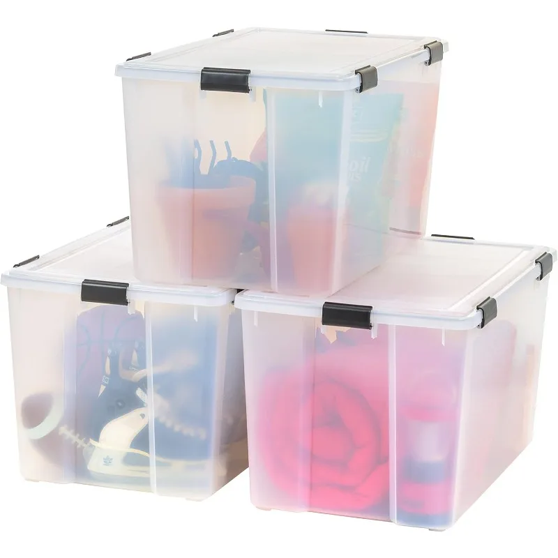 Storage Bins with Lids BPA Free Plastic Gasket Boxes with Tight Locks and Seals Stackable Nesting Totes