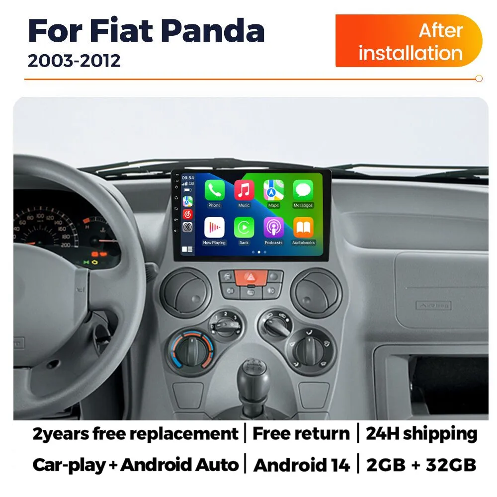2025 New Car Radio Stereo Android 14 For FlAT Panda 2003 2004 2005 2006 2007-2012 GPS BT Wireless Carplay Auto Multimedia Player