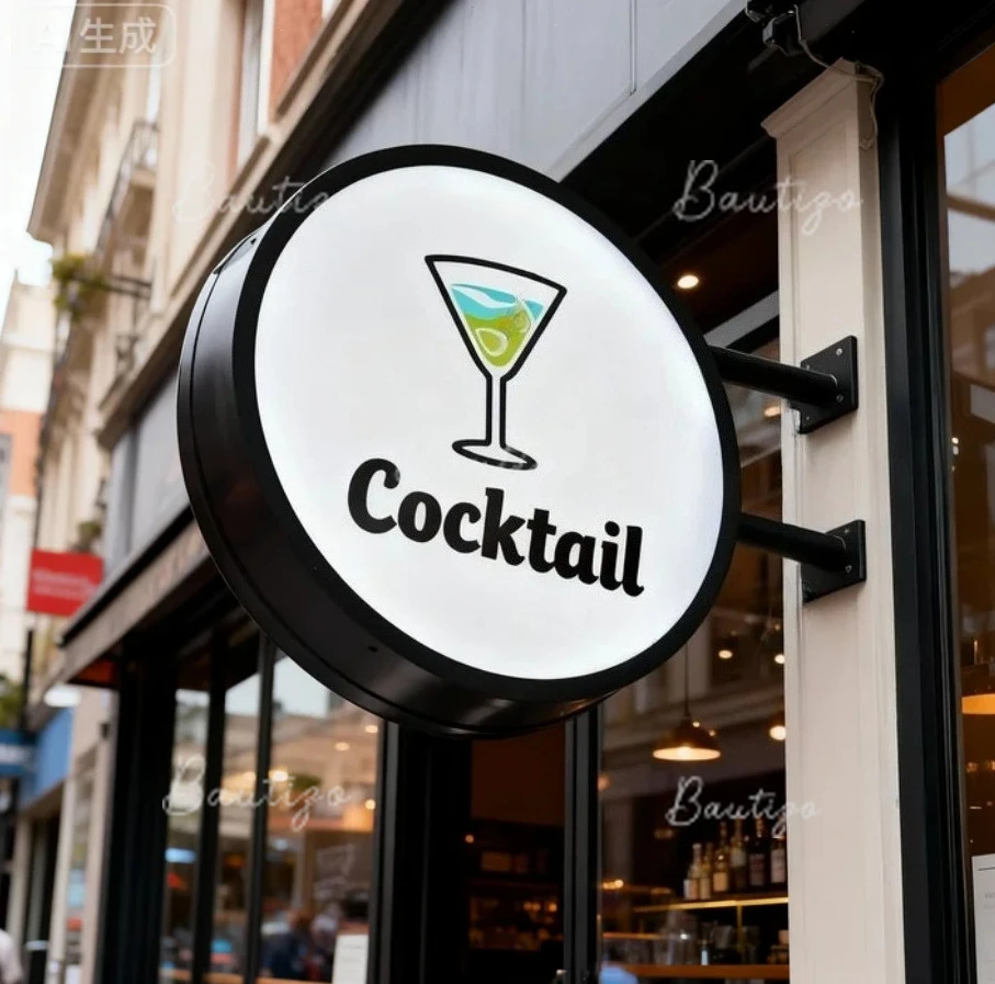 Insegna a LED bifacciale personalizzata Logo aziendale Lightbox illuminato Insegna con logo pubblicitario montato a soffitto e negozio di bar al neon pubblicitario