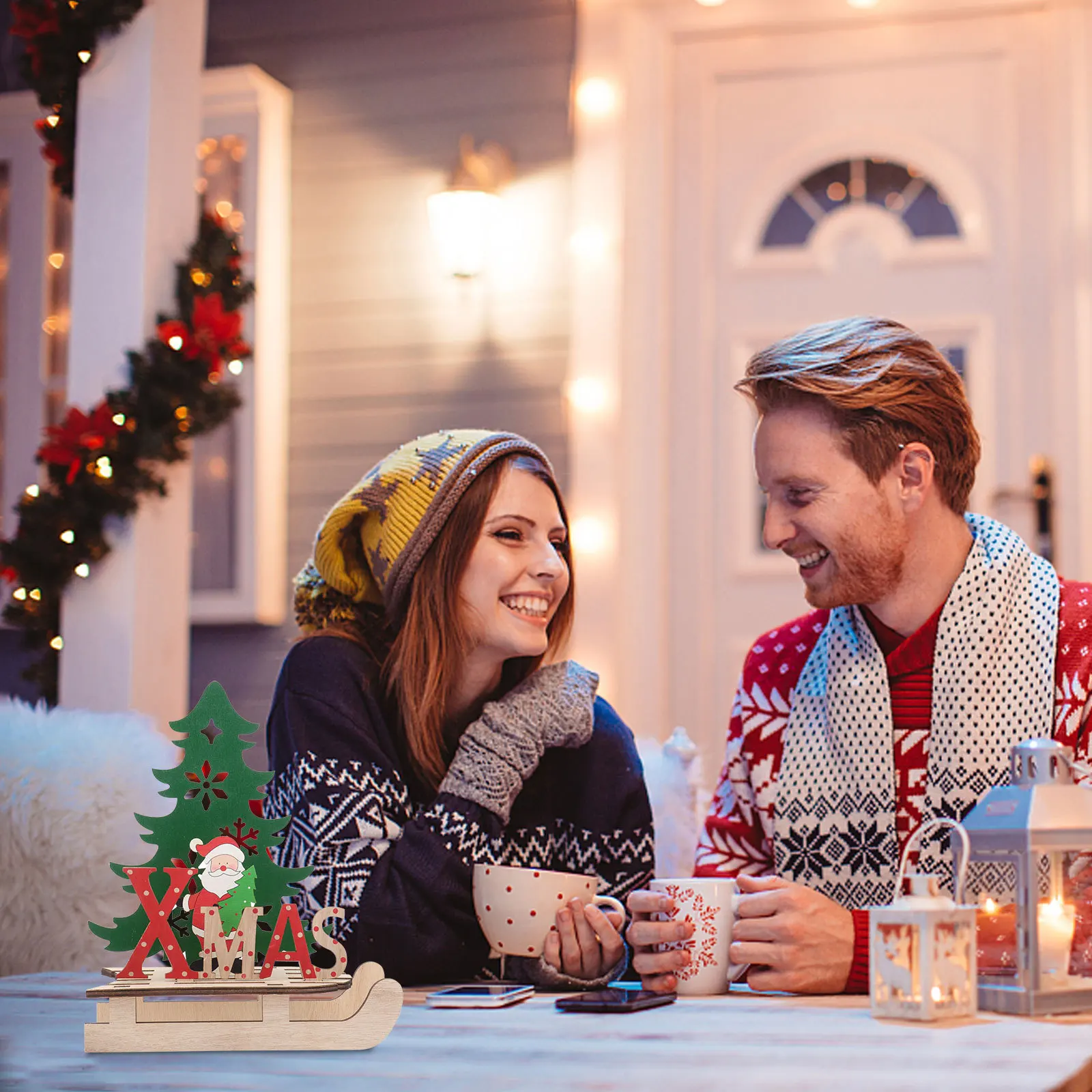 

1pc Wooden Puzzle Sleigh Christmas Decor Diy Jigsaw Sleigh Shaped Ornament Desktop Decorations Home Party Supplies Xmas