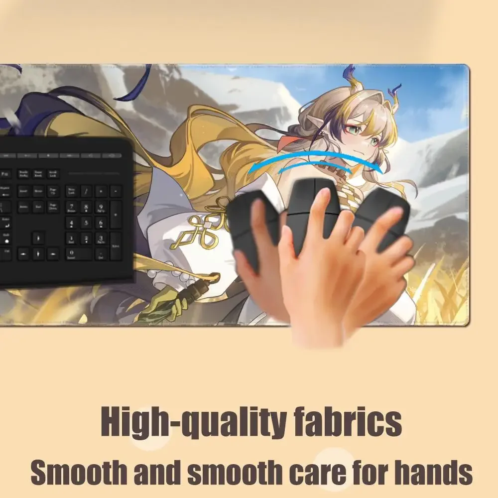 HYBXAXC Muismat Bureau Schattig HD Bureauonderlegger Uitgebreide gamingtoetsenbordmatten Grote XXL Gamer Arknights Shu Schattig meisje muismat 90x40