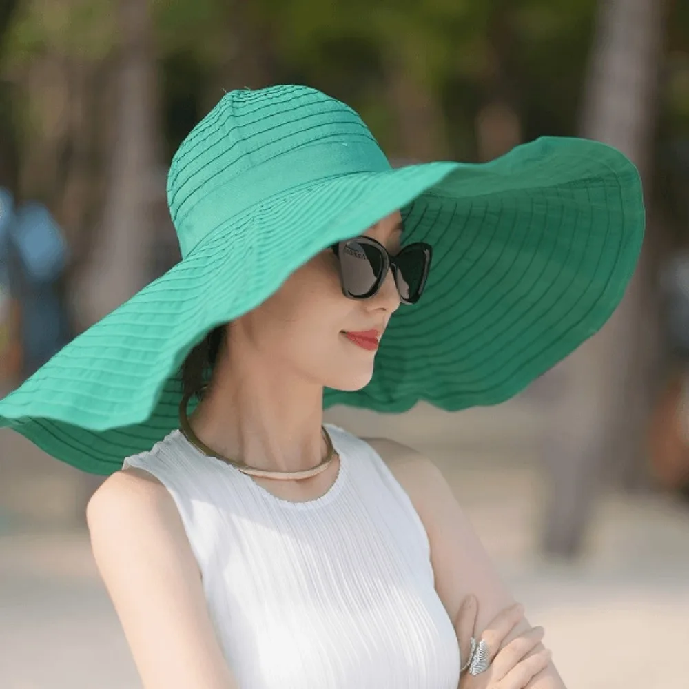 

Simple Bowknot DIY Moldable Wide Brim Hat UV Anti Sunscreen Plastic Bucket Hat Breathable Foldable Women Sun Hat Outdoor