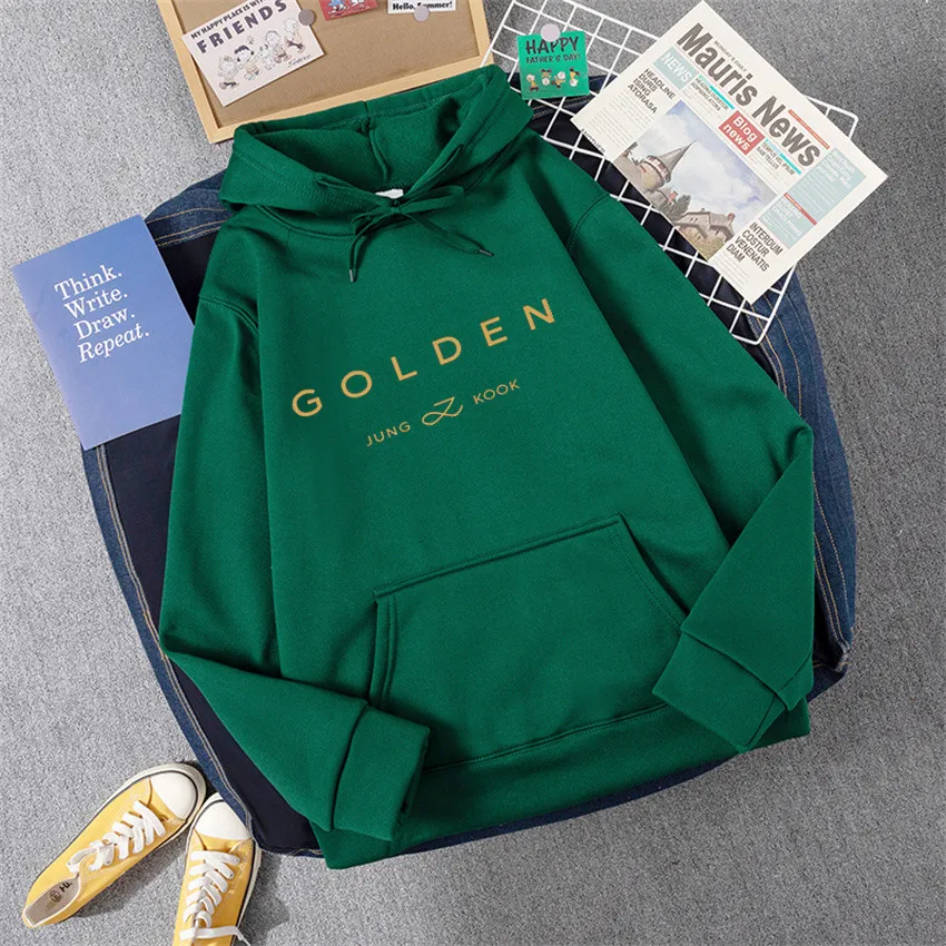 2024 Hoodie Jungkook Kpop Hoodie Vintage Sweatshirt Sudaderas Winter Warm Golden Album Merch Unisex Hoodies Man Woman Streetwear