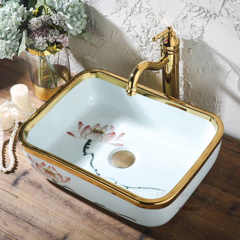 Nordic Square Bathroom Sinks Creative Household Phnom Penh Washbasin Simple Counter basin Oval Wash Basin Bathroom Fixture XX
