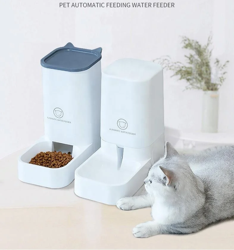 Hot Sale Plastic Detachable Durable Gravity Self-Dispensing Automatic Luxury Cat Feeding Bowl Pet Feeder and Waterer