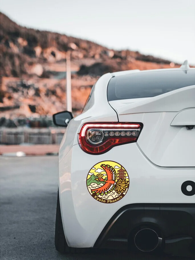 Kyoto Phoenix Vinyl Car Stickers, Japanese Landscape Stickers, Car, Motorcycle Fuel Tank, Helmet, and Laptop Decorations