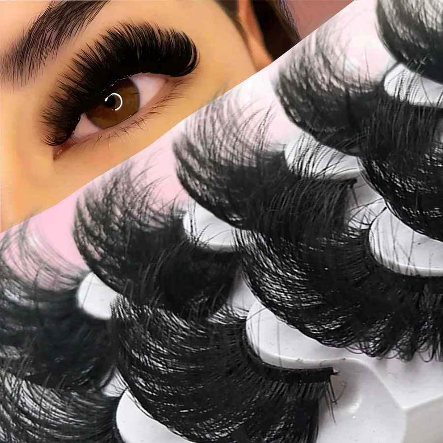厚い8Dソフト25mmミンクファーまつげ5組、ふわふわで厚い快適なまつげ、粘着性があり簡単に貼り付けられます。