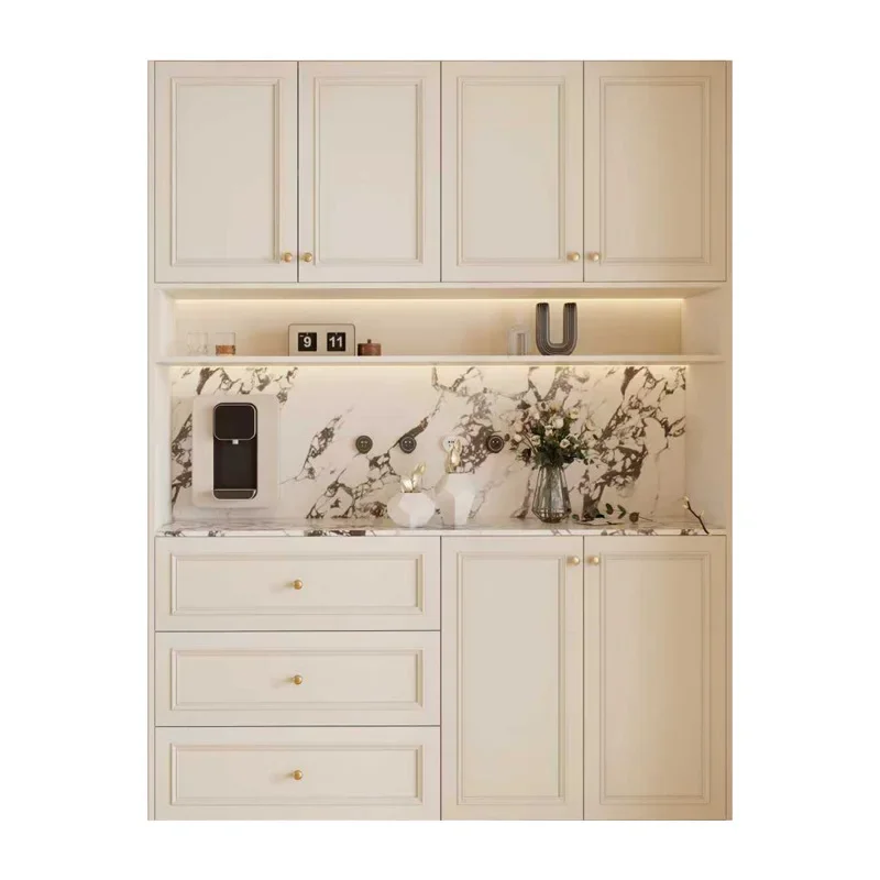Cream Hanging Cabinet for Living Room Non-Slip Feet Easy Assembly Scratch Resistant Reinforced Frame Sturdy Construction