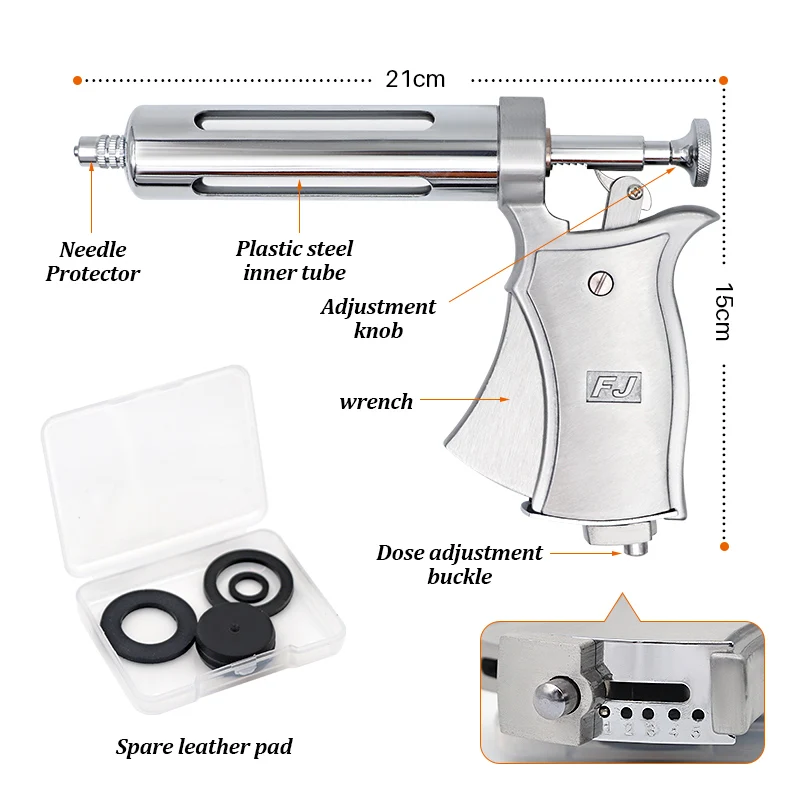 50ML Veterinary Semi-Automatic Syringe Pig Cattle Sheep Adjustable Continuous Syringe for Animals 50Ml Livestock Animals Syringe