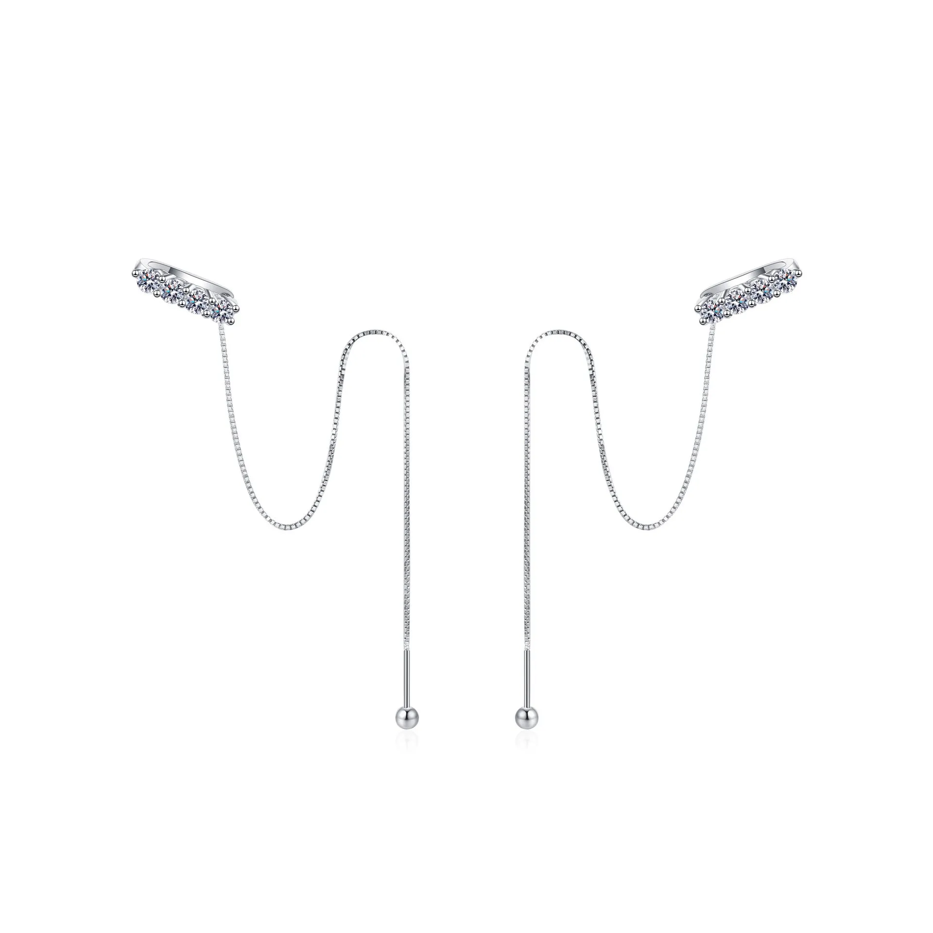 AZ546-E Lefei Fashion Trendy Luxury 0.4 Ct Moissanite Classic Dangle Earring Ear Line For Women 925 Silver Party Wedding Jewelry