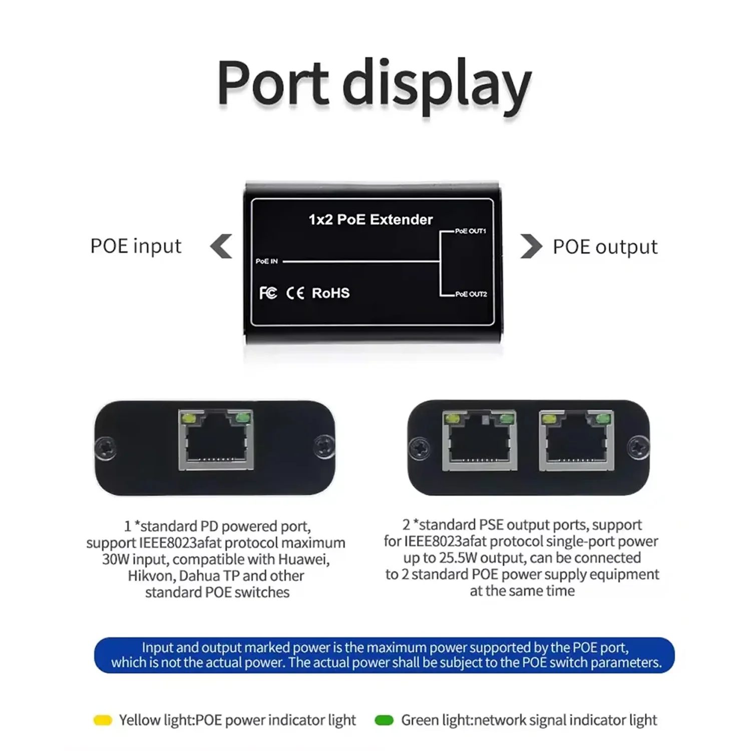 

PEGATAH 4 Port POE Extender 2 Port poe 100M Network Switch Repeater 30W IEEE802.3af/at Plug&Play for PoE Switch NVR IP Camera