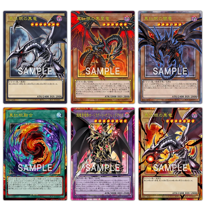 Diy Yu-Gi-Oh! Red-Eyes Dark Dragon Anime Figure Cartoon Game Collection Flash Card Classic Collection Card Boy's Birthday Gift