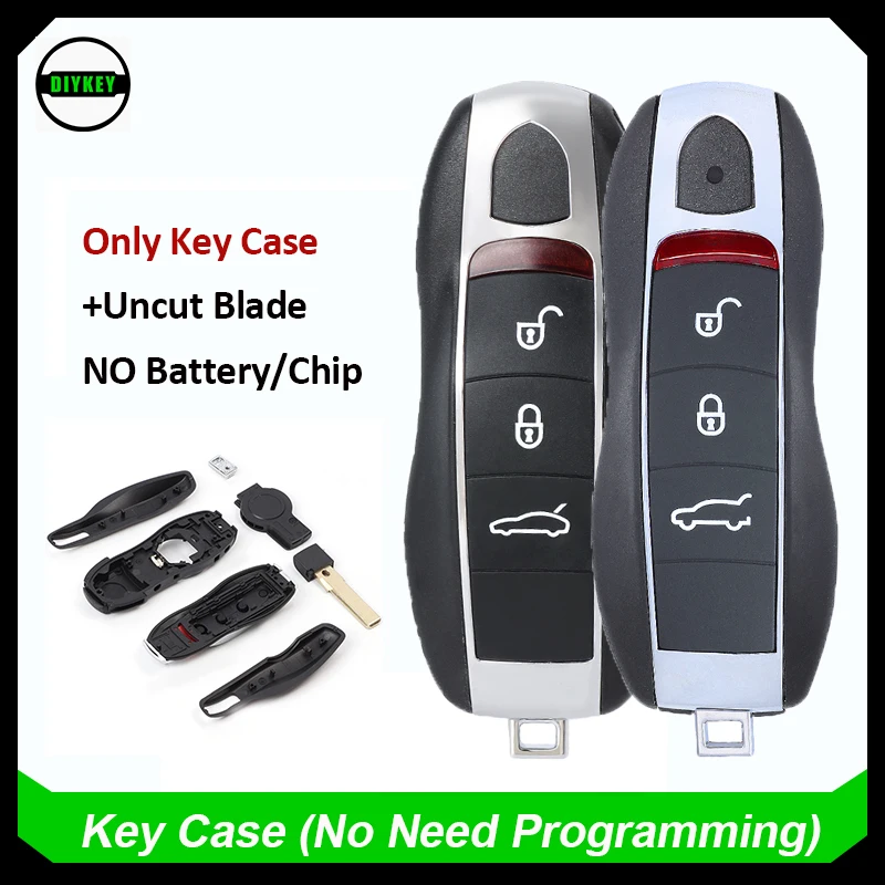 DIYKEY Smart Remote Key Shell Case For Porsche 718 911 Panamera Cayenne 2017 2018 2019 2020 Porsche 3 Button Fob Car Key Cover