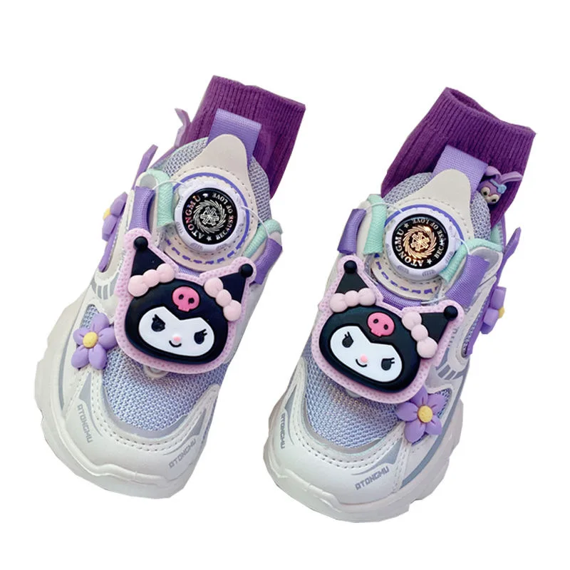 2024 Winter Kuromi Girls' Velvet Cotton Shoes Warm Girls' Sports Shoes New Children's Casual Shoes Dopamine Bread Shoes