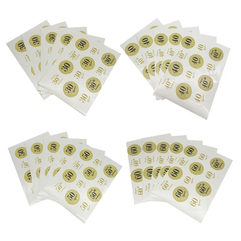 60Pcs 30 40 50 60 Year Old Stickers Adult Happy Birthday Party Decor 30th 40th 50th Birthday Anniversary Party Gift Bag Label