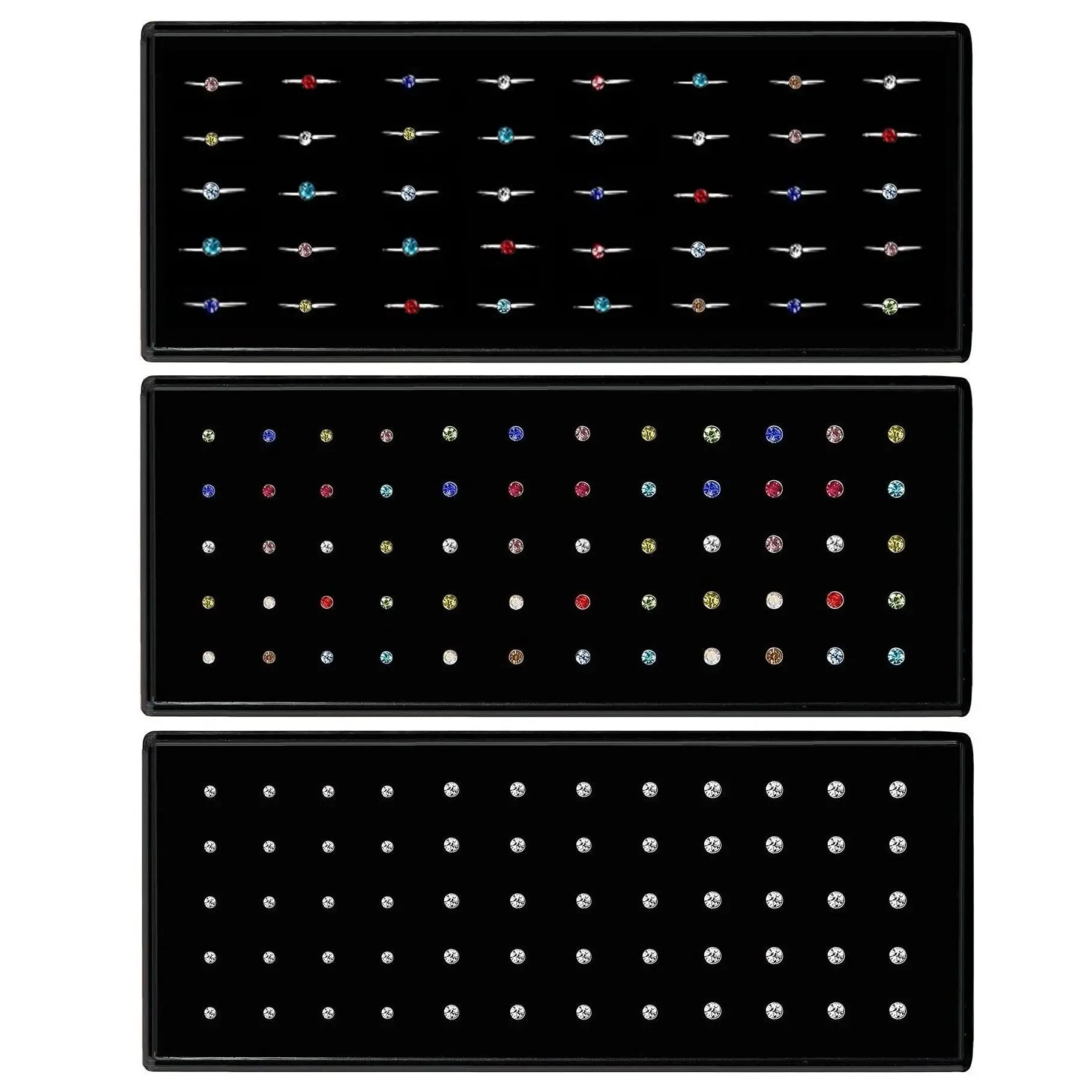 

Nose Studs and Hoops Surgical Stainless Steel Hypoallergenic Set Women Men L-Shaped 1.5/2.0/2.5mm Rhinestone Piercing Jewelry