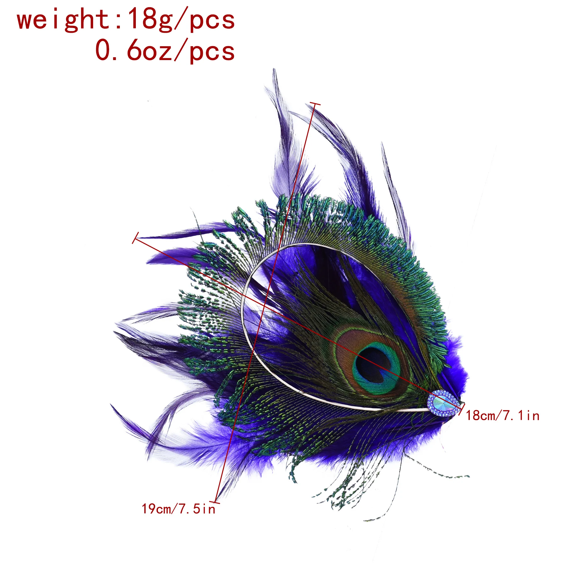 Ethnic Exaggerate Rhinestone Peacock Feather Hair Clip Colorful Feather Side Clip Exquisite Hair Clip
