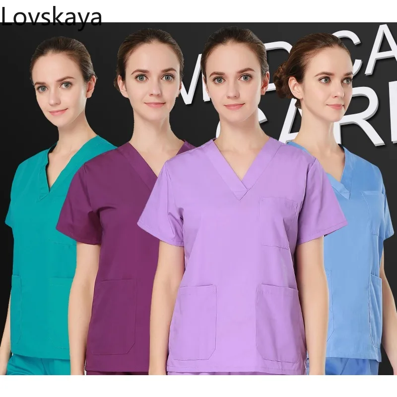 Nurse Scrubs Suit Men and Women Short Sleeve Dentists Uniform Lab Clothing Sets