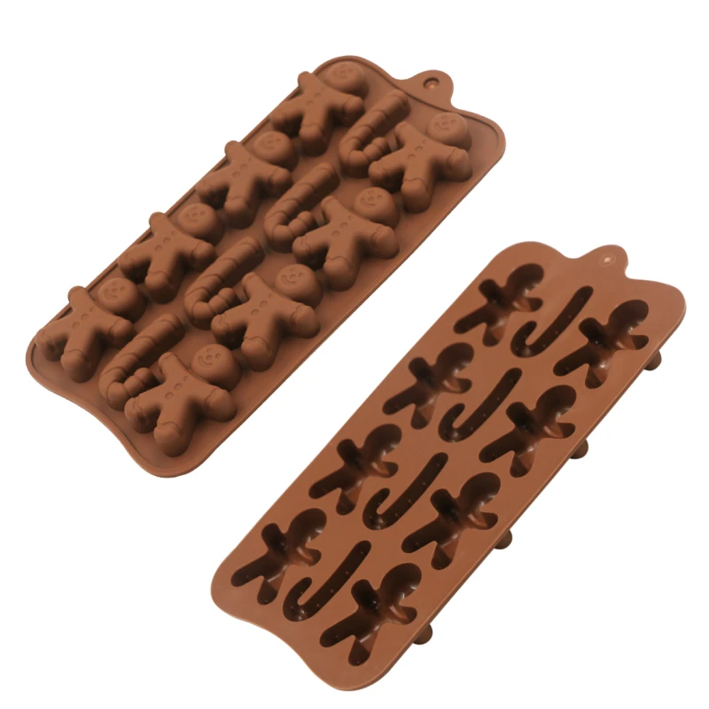 Chocolate Mold Christmas Silicone Mold Kitchen Cane Gingerbread Man Baking Pan Baking Mold For Candy Cake Cookie Making