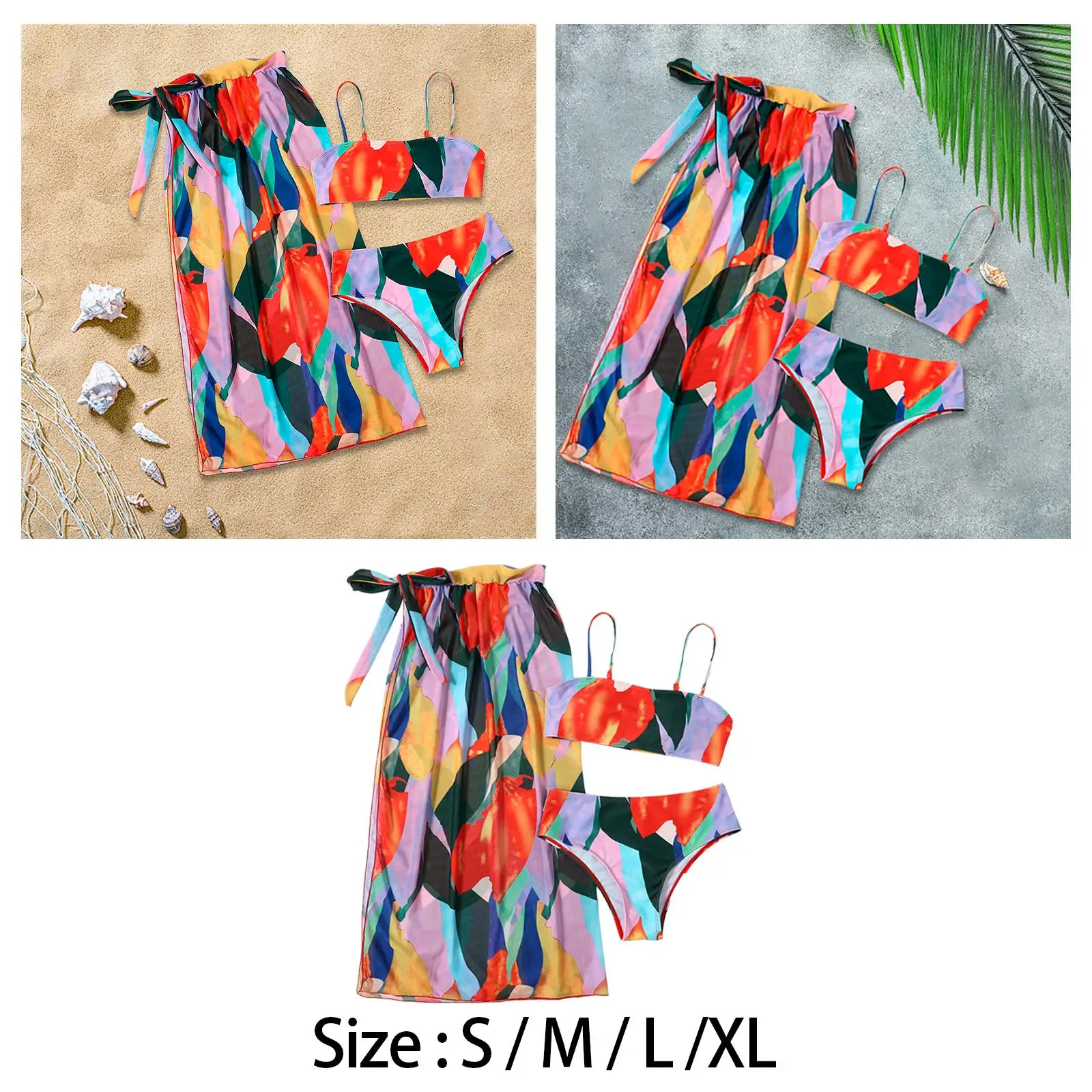 

Women's Bikini Sets With Cover Up Skirt Swimsuit Halter Bikini Bikini Top Halter
